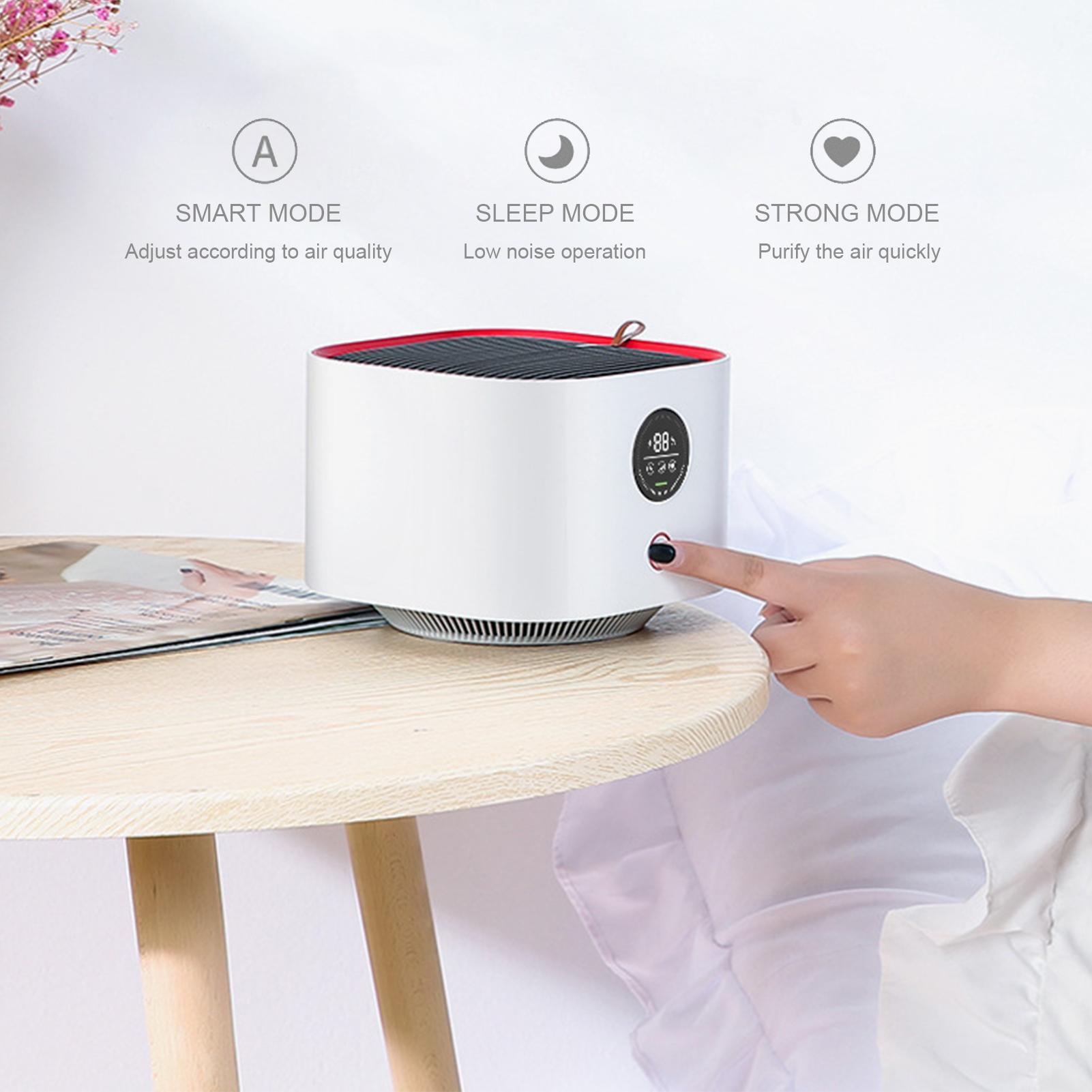 Máy lọc không khí để bàn, lọc sạch 3 chế độ, hoạt động êm ái, sạc USB