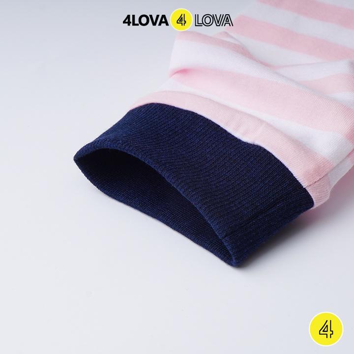 Bộ quần áo dài tay 4LOVA chất thun cotton bo gấu in hình dễ thương thu đông cho bé