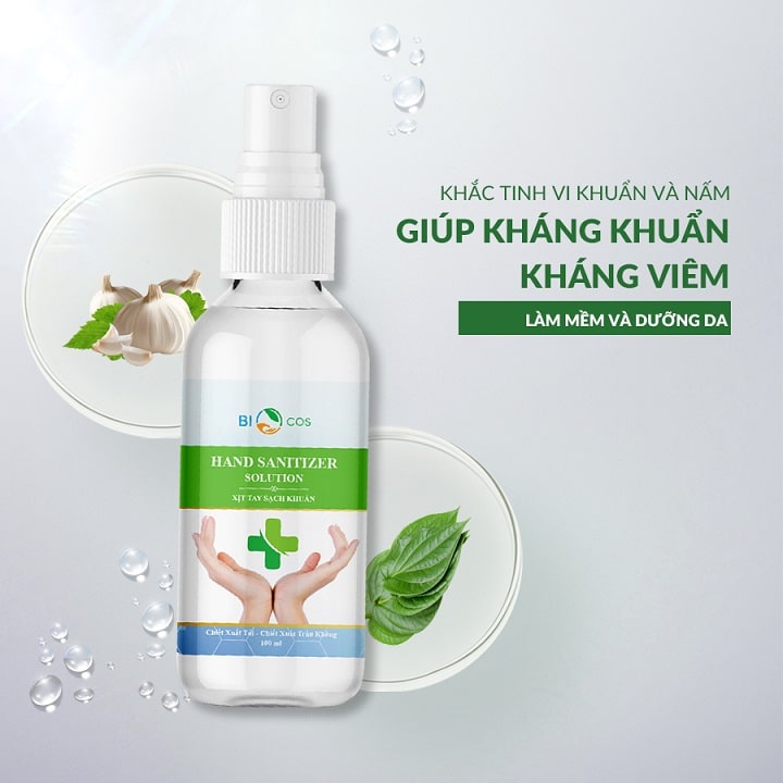 XỊT RỬA TAY SẠCH KHUẨN BIOCOS HAND SANITIZER SOLUTION CHAI 100ML(Shop giao màu ngẫu nhiên)