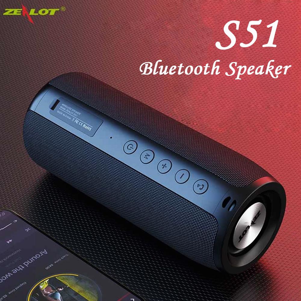 ZEALOT S51 Loa Bluetooth Mạnh Mẽ Bass Loa Siêu Trầm Di Động Không Dây IPX5 Hộp Âm Thanh 10W Chống Nước Hỗ Trợ Đĩa TF U AUX in Color: Red