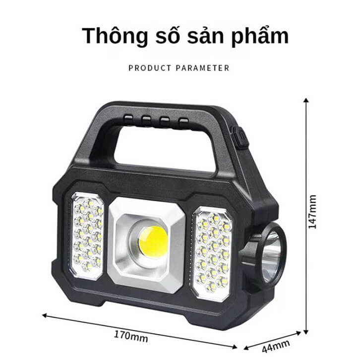 Đèn pin siêu sáng đa năng 6 chế độ chiếu xa 200m, đèn led năng lượng mặt trời xách tay chống thấm nước IPX6- YD2205A