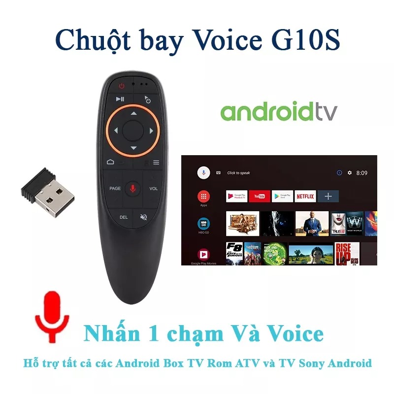 Chuột Bay g10s Điều Khiển Tìm Kiếm Giọng Nói Air Mouse Remote Voice tìm kiếm nội dung bằng giọng nói và cử chỉ tay người dùng