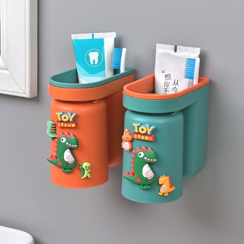 Kệ Đựng Bàn Chải, Kem Đánh Răng Kèm Cốc Treo ÚP NGƯỢC tặng sticker xinh xắnh