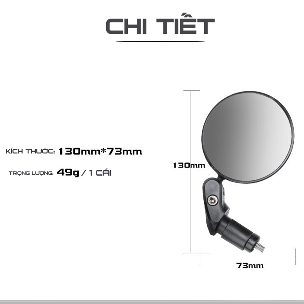 Gương Kính Chiếu Hậu Xe Đạp GXD-ML03 cho xe đạp có lỗ tay cầm phi 18-22mm xoay 360 Độ giúp quan sát phía sau xe đạp  (Mặt Gương Cầu Lồi) - Mai Lee