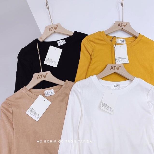 Áo thun nữ dài tay 4 màu đen trắng kem nâu áo pull chất cotton siêu đẹp thời trang Banamo Fashion 317