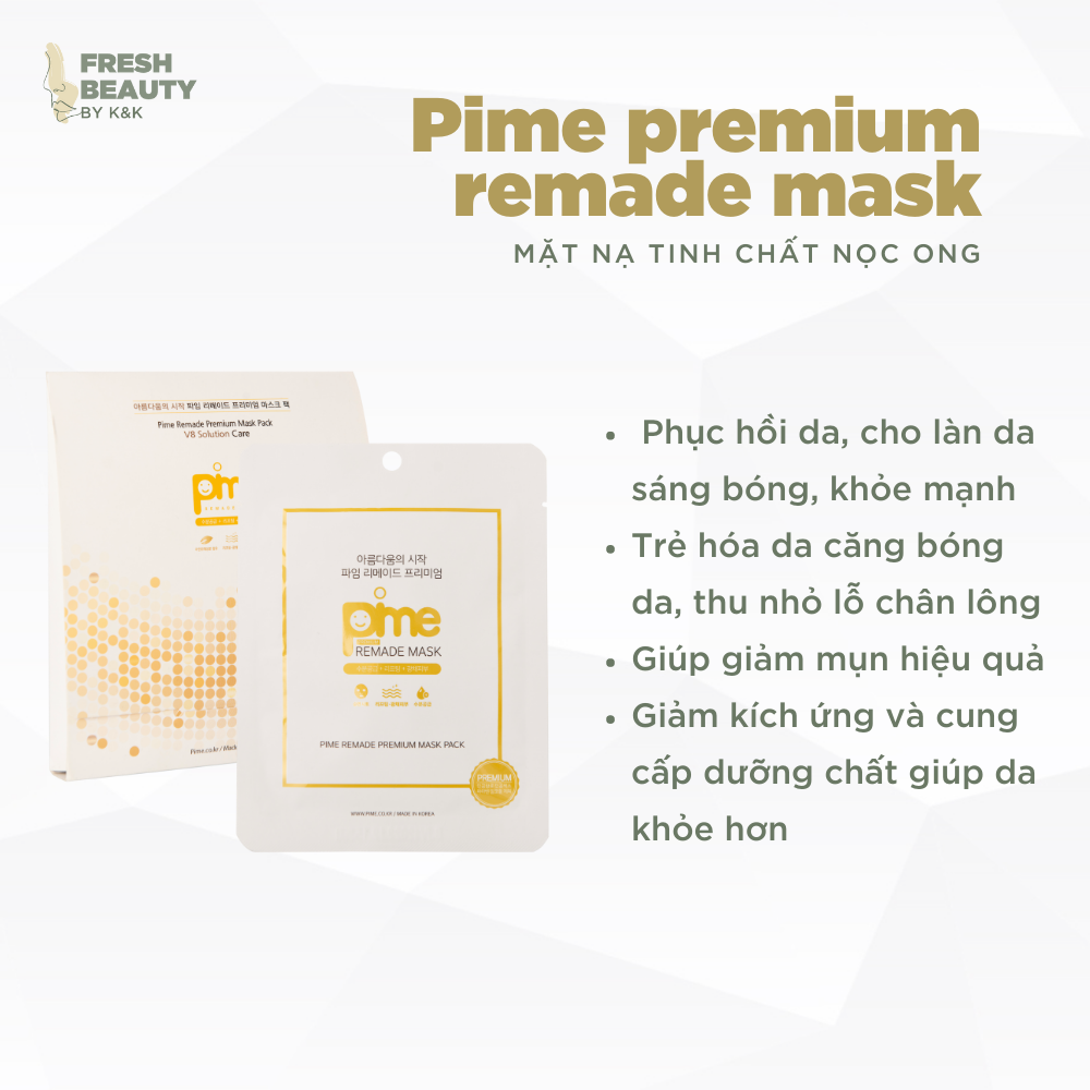 Mặt nạ tế bào gốc nọc ong Pime Remade Pre Mask cấp ẩm, dưỡng trắng, mờ thâm, tái tạo phục hồi da 1M