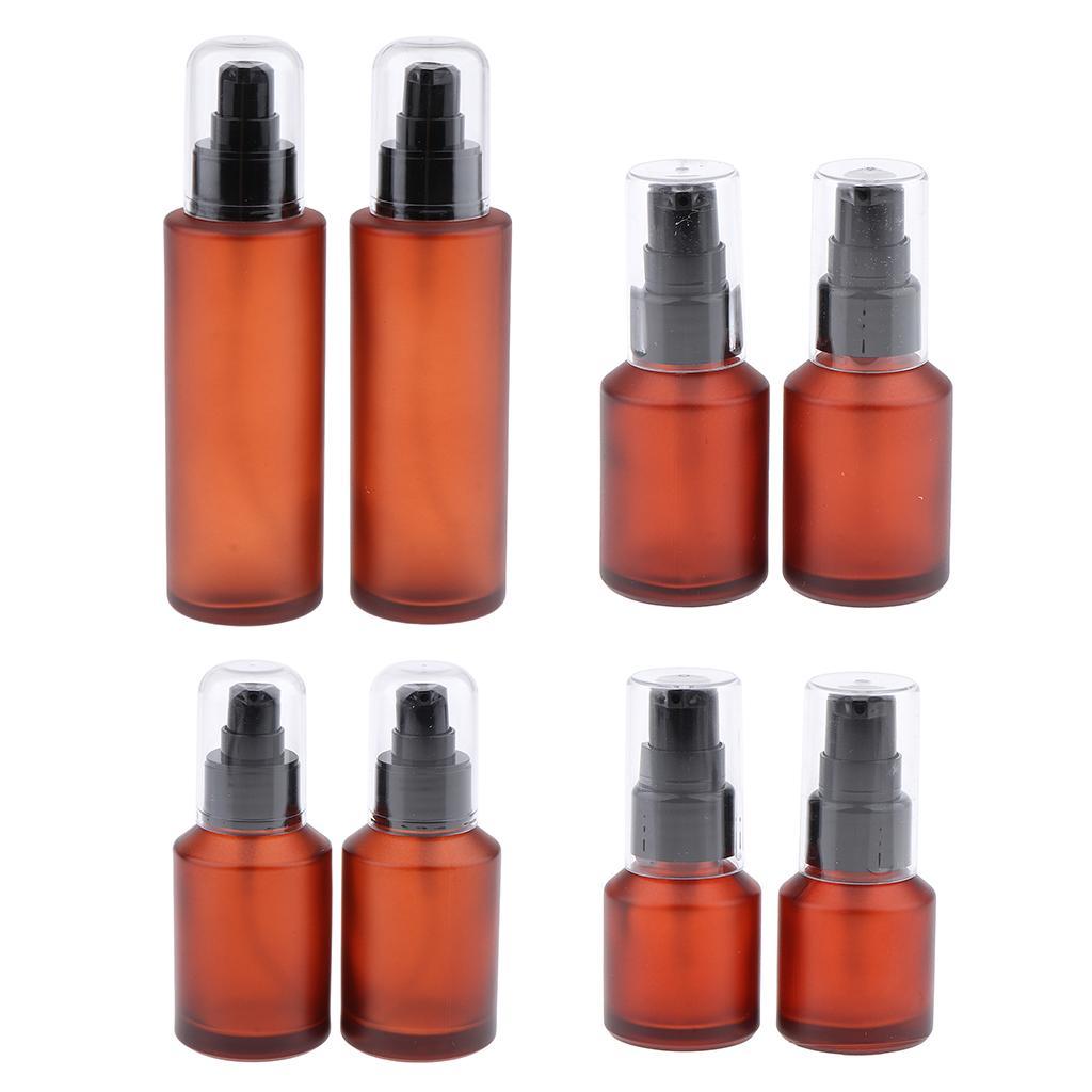 2pcs Empty Spray Pump Bottle Refillable Emulsion Lotions Bottle Glass 15ml