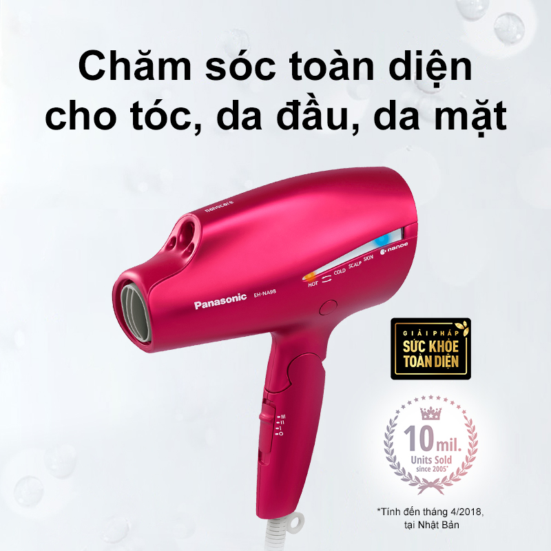 Máy Sấy Chăm Sóc Tóc Nanoe Panasonic EH-NA98RP645/ EH-NA98-K645 - Công Suất 1800W - Hàng Chính Hãng