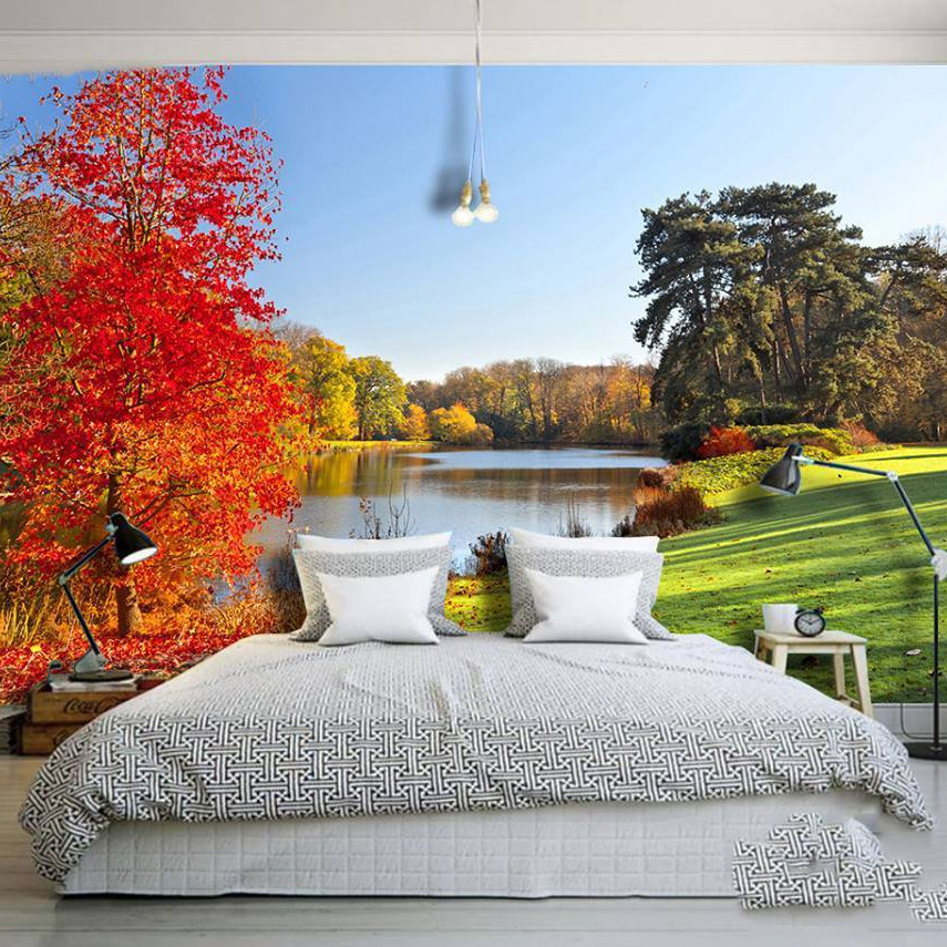 Decal trang trí dán tường cây mùa thu 3D