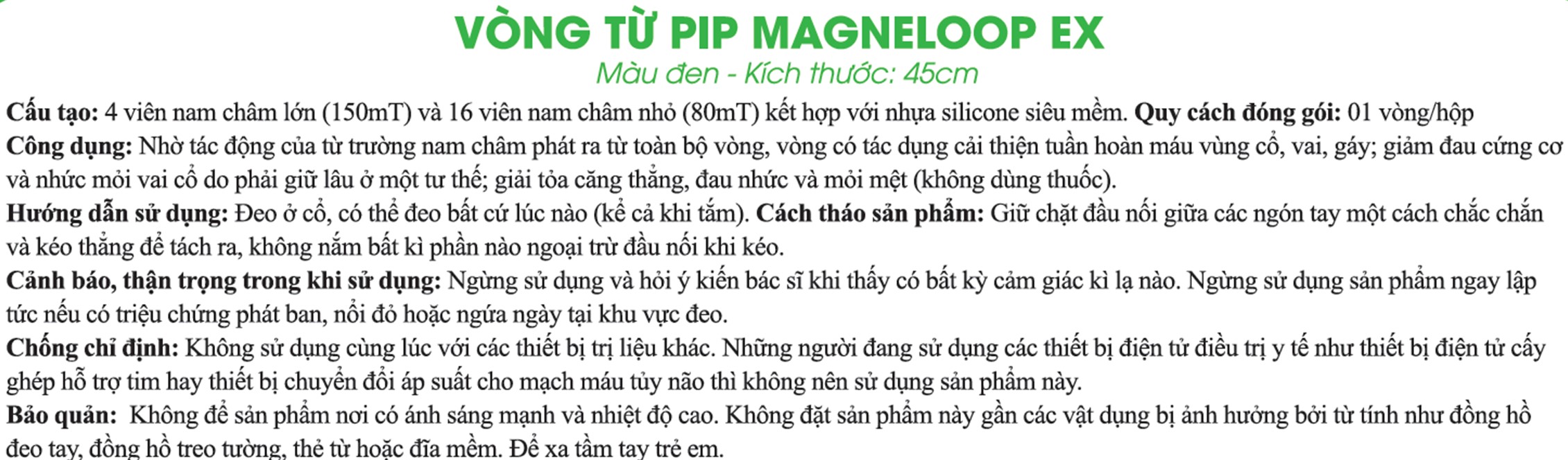 Vòng Từ Giảm Đau - Cải Thiện Tuần Hoàn Máu Pip Magneloop Ex 45cm 