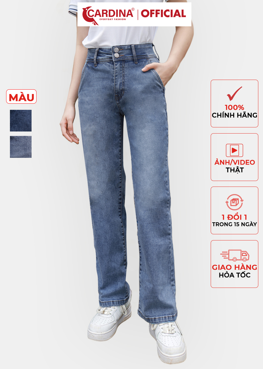 Quần Jeans Nữ CARDINA Cao Cấp Dáng Ống Đứng Có Khuy Khỏe Khoắn Trẻ Trung 3QF10