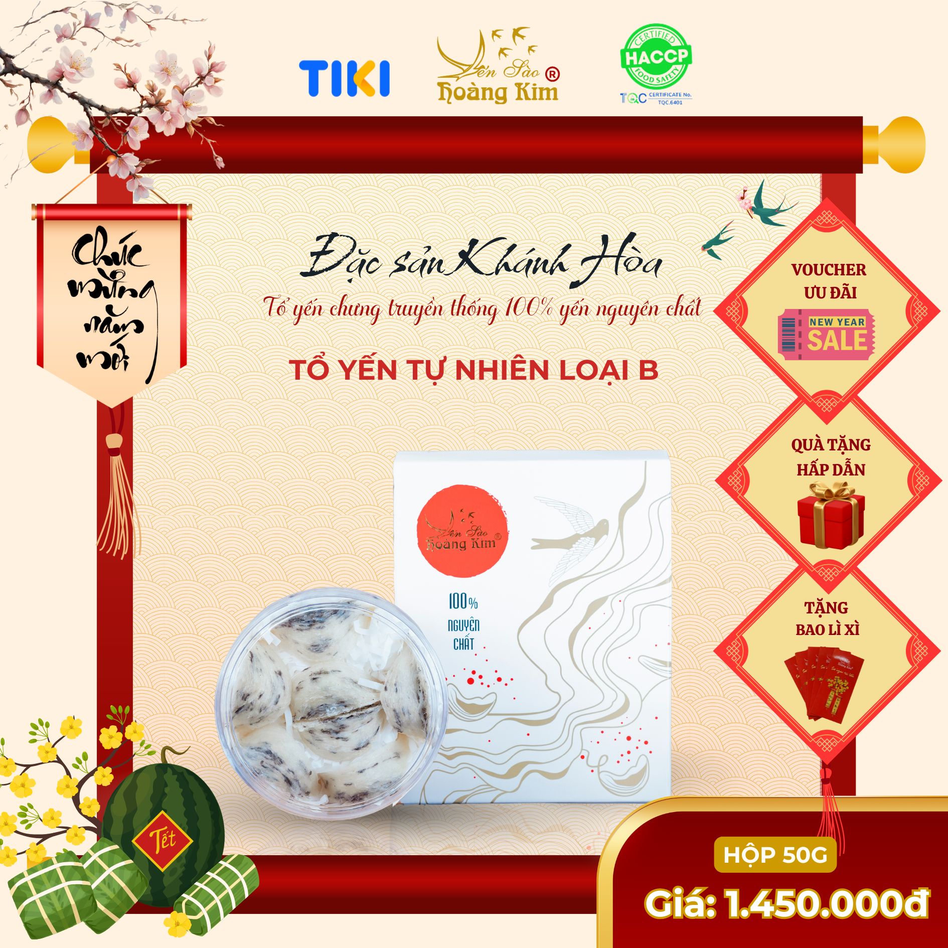 Tổ yến tự nhiên Yến Sào Hoàng Kim Loại B