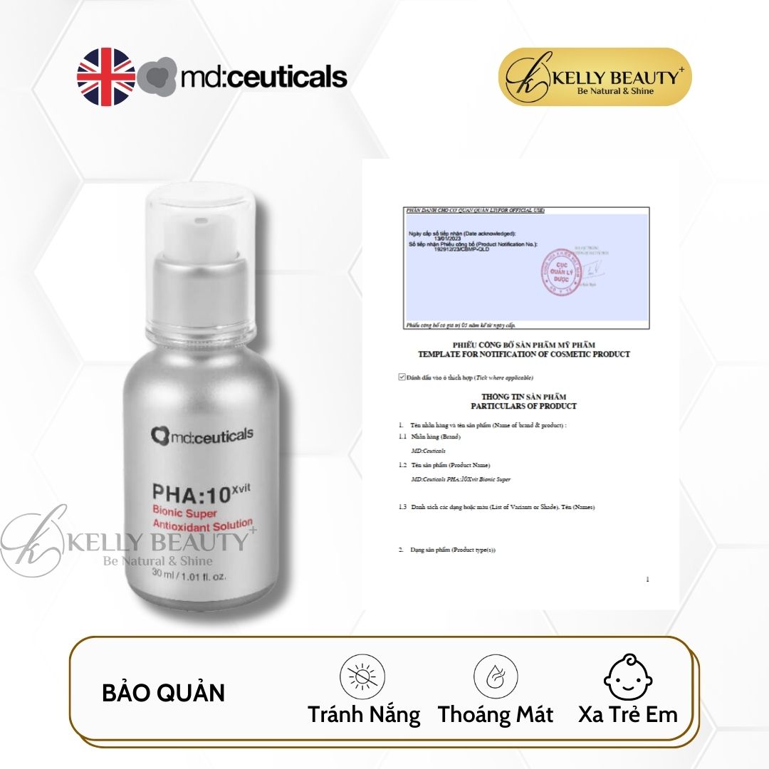 Serum Trẻ Hóa Da PHA:10XVIT Bionic Super Antioxidant Solution - MD:Ceuticals | Kelly Beauty