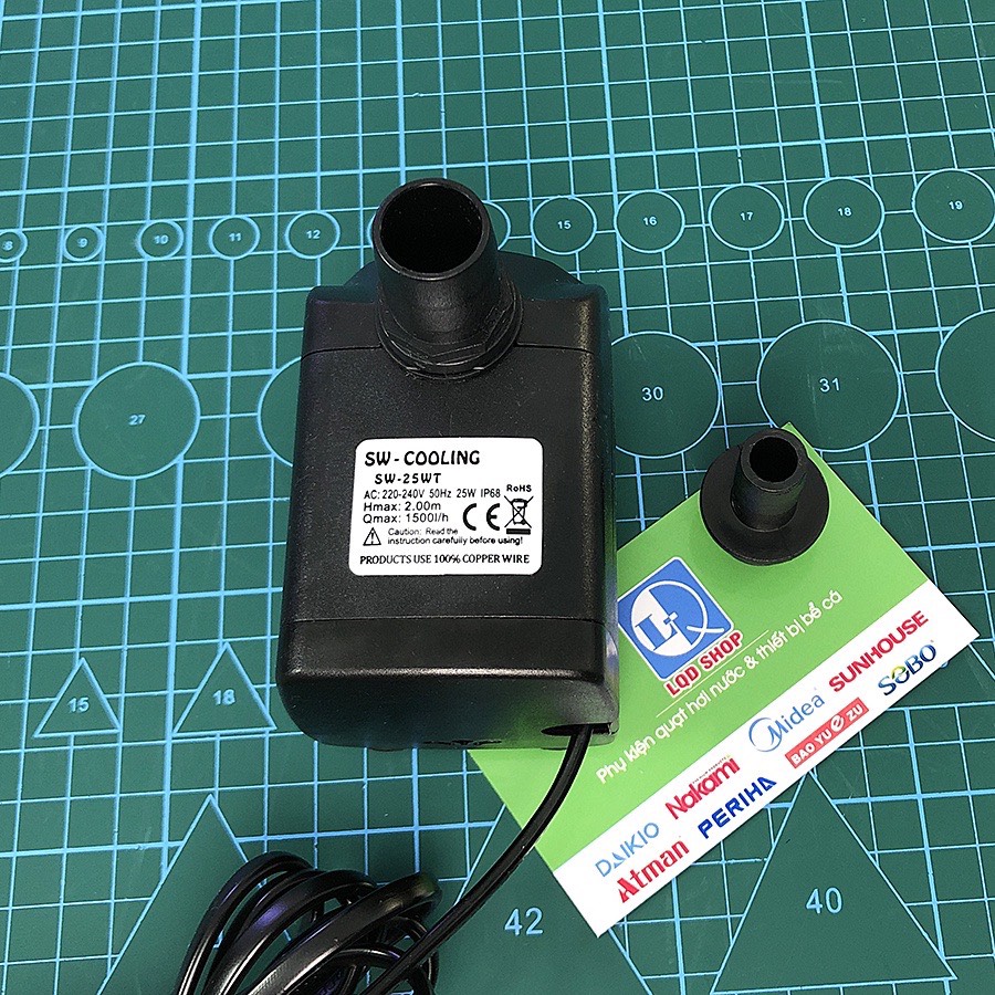 Bơm nước chìm mini 25W - 220V quạt điều hoà hơi nước - bể cá thủy cảnh - hòn non bộ