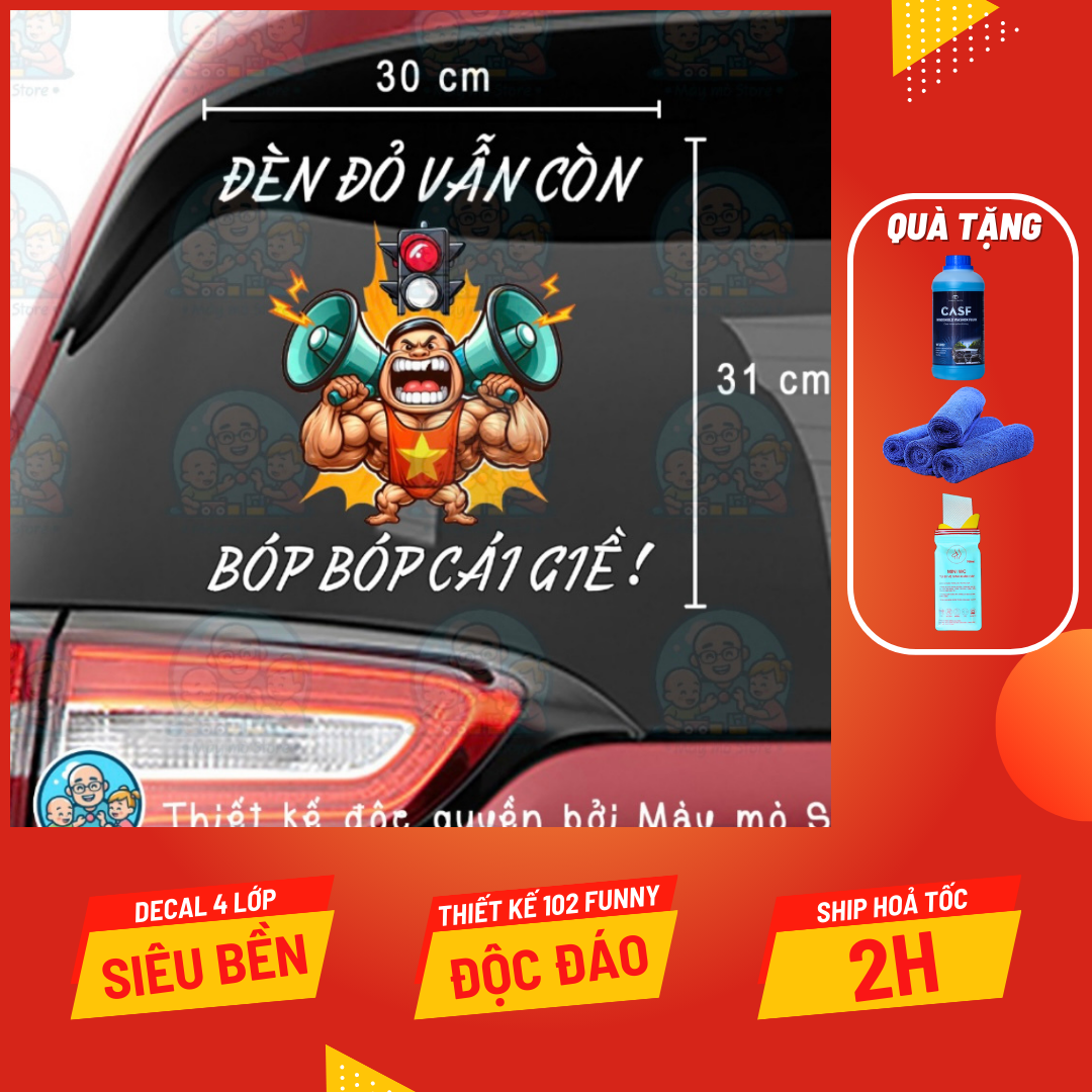 Decal dán xe, tem dán xe, Lái mới - thiết kế đặc biệt phủ sơn UV dán kính hậu ôtô Mày mò Store