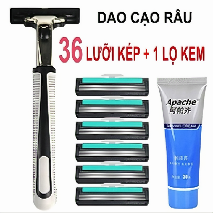 Dao cạo râu KG6S  gồm 36 lưỡi tặng kèm 1 dao cạo + 1 tuýp kem cạo râu cao cấp - Hàng chính hãng