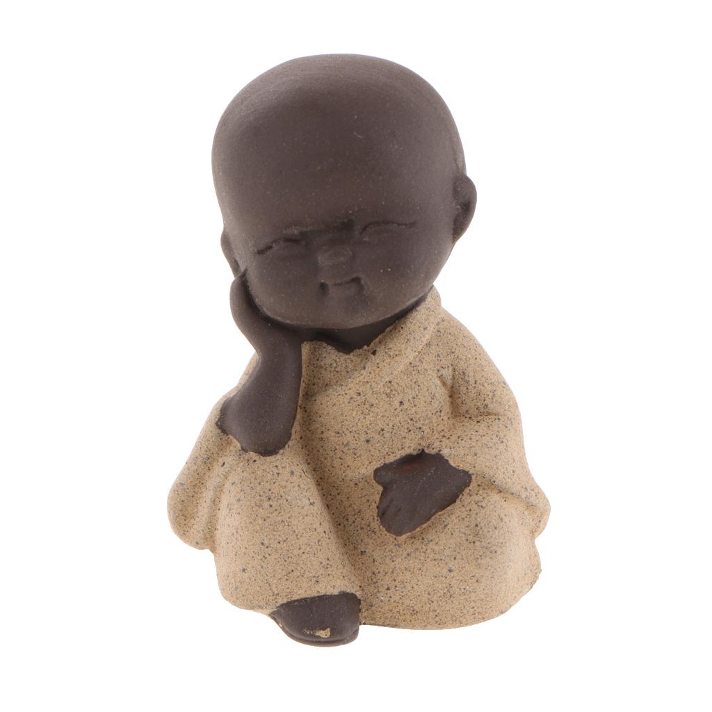 Ceramic Small Buddha Statue Small Monk Figurine Tea Pet Decorative Ornaments