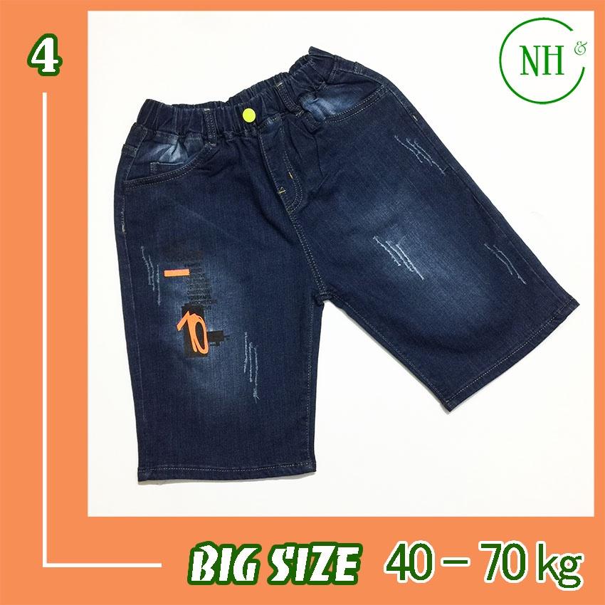 Quần short jean bé trai từ 30kg đến gần 40kg, quần cho bé lưng thun, jean co giãn - NH KIDS SHOP