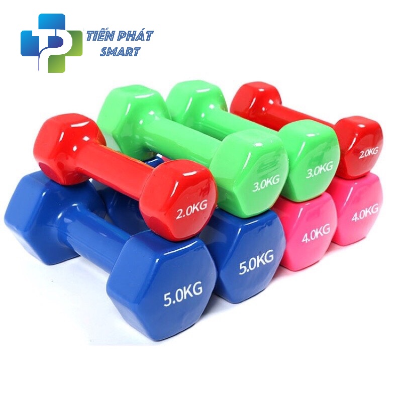 Bộ 2 Tạ Tay 4kg Bọc Cao Su Trơn Lõi Thép Cao Cấp Chính Hãng-Giao Màu Ngẫu Nhiên