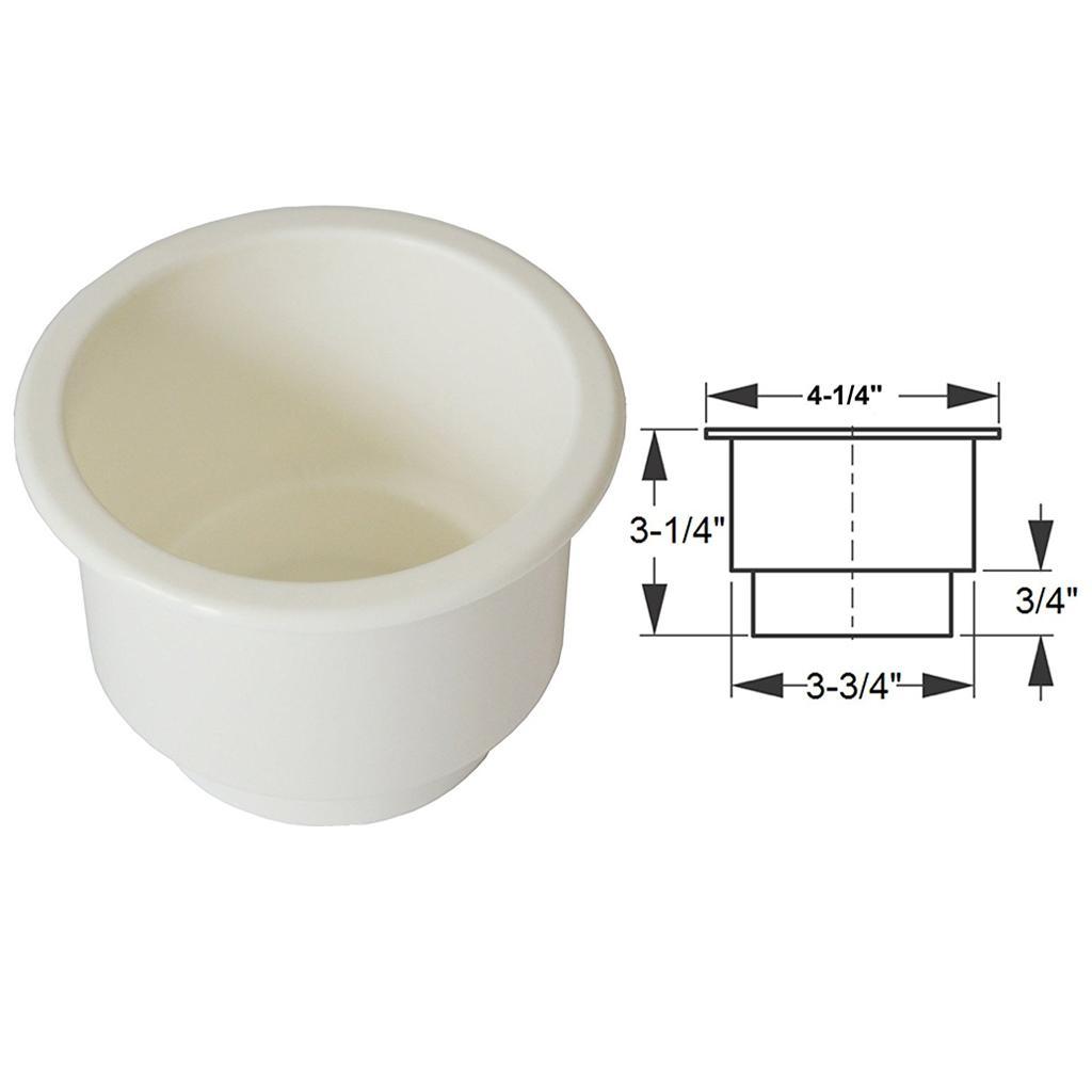 White No Holes Recessed Cup Drink Holder Universal for Marine Boat