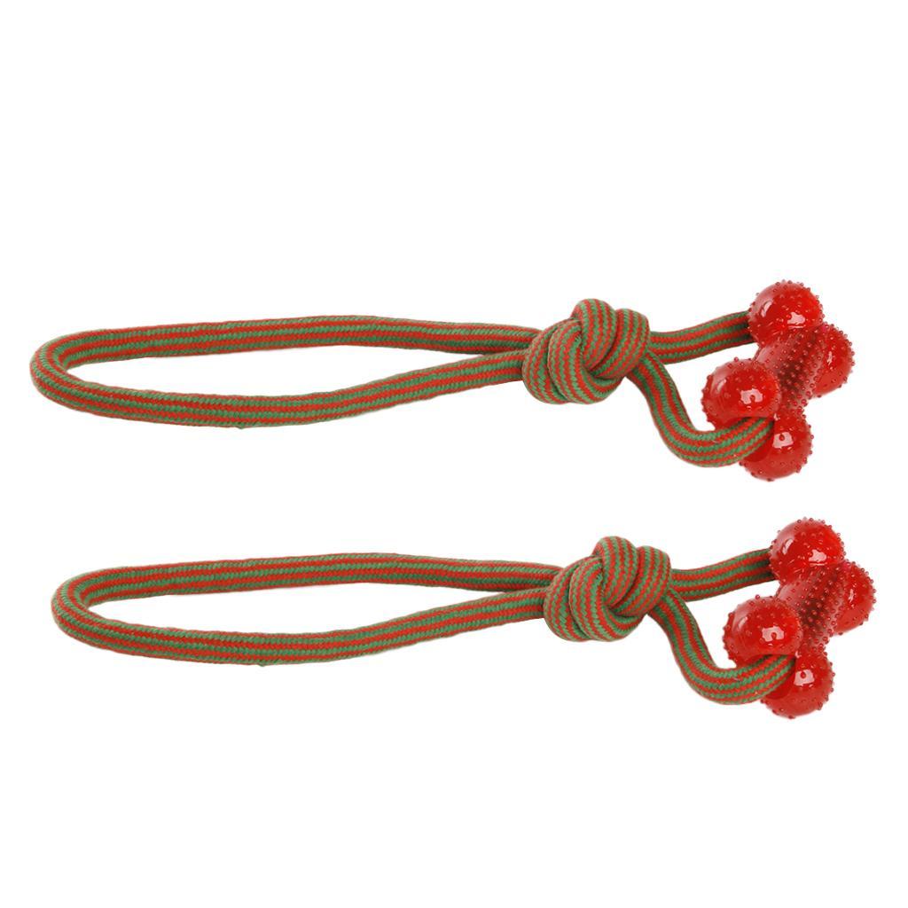2 Pieces Pet Dog Interactive Rope Chew Toys Pet Teeth Cleaning Chew Toys