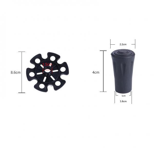 4pcs Replacement Rubber Snowflake Snow Basket + Hiking Trekking Poles Cap