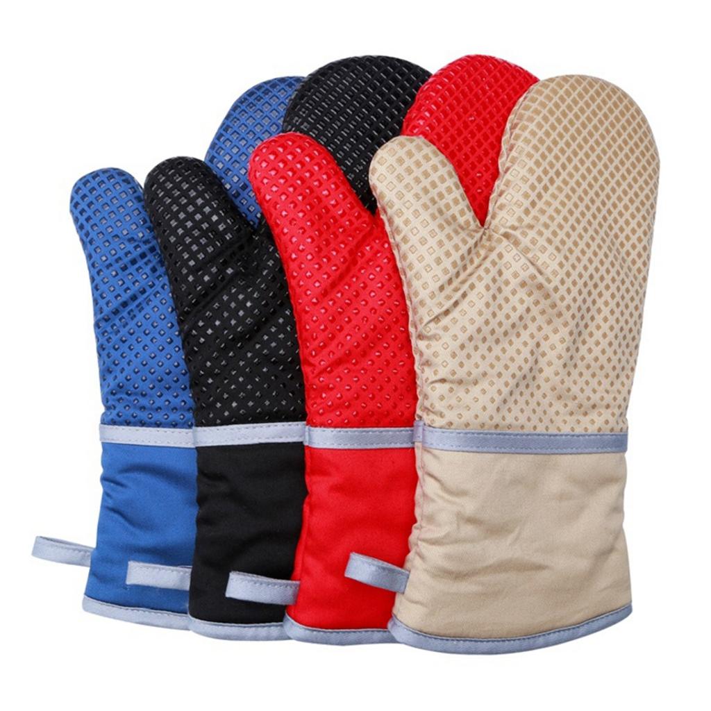 Silicone+Cotton Oven Mitts Heatproof Mitten Kitchen Baking Oven Gloves
