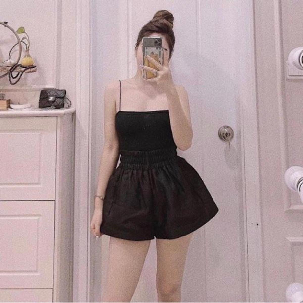 Quần đùi nữ tacta cạp chun, dáng short ống rộng phồng sooc cạp cao có túi 2 bên trẻ trung nhiều màu aloha