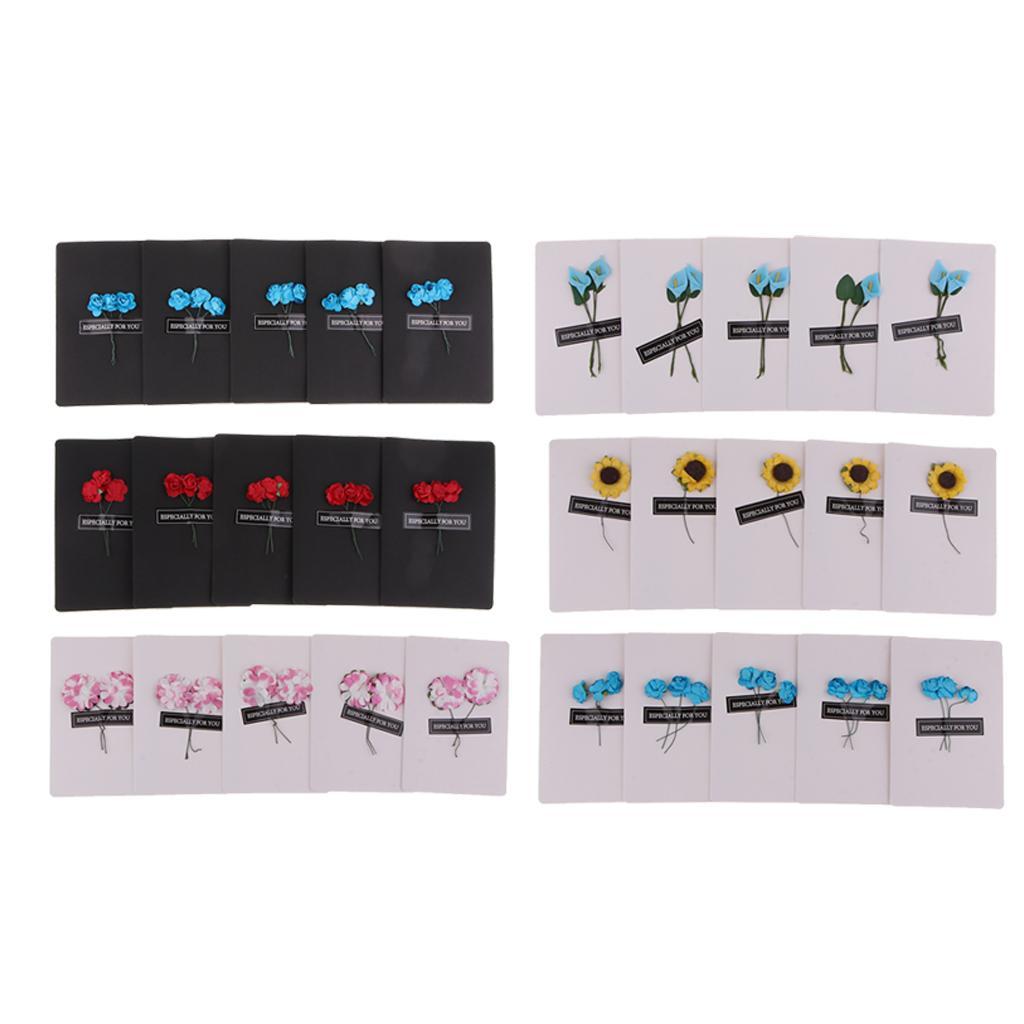 5 Pieces Handmade Greeting Cards Invitation Cards with Dried Flower Embellishments for Wedding Party, Graduation, Holiday, Birthday - 146 x 100mm