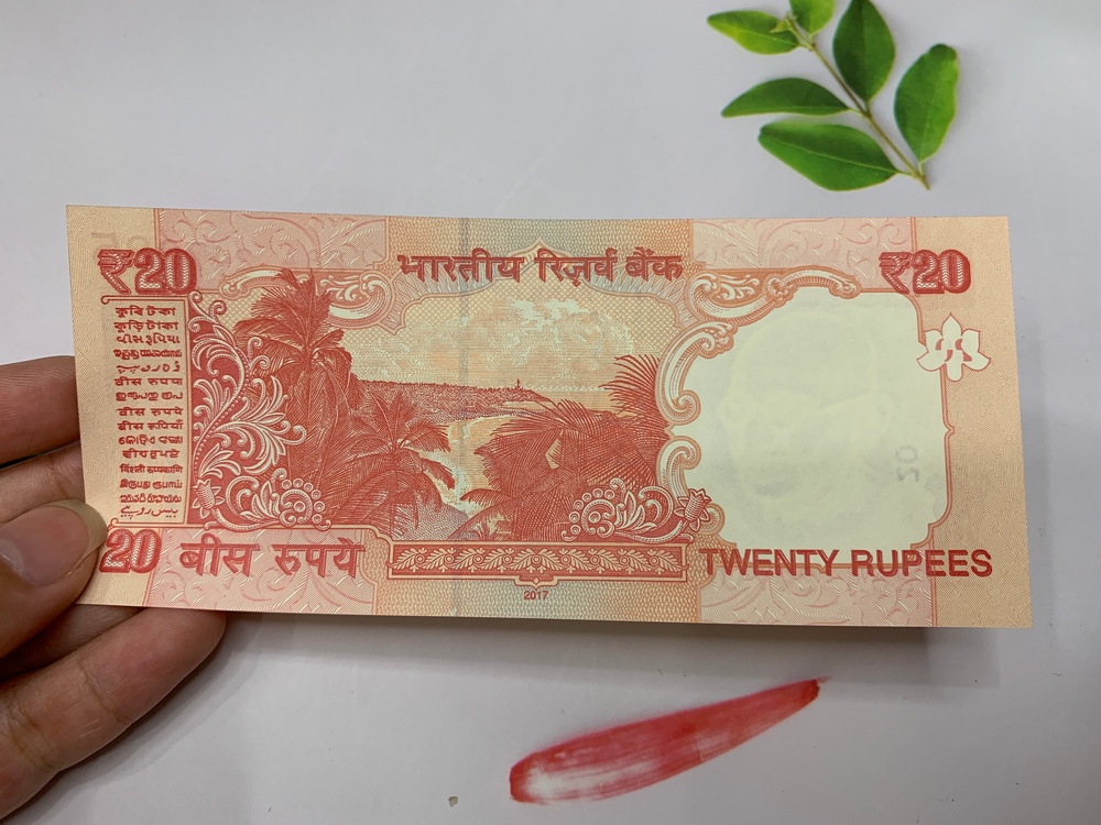 Tờ 20 Rupees India Ấn Độ -  tặng phơi nylon bảo quản tiền