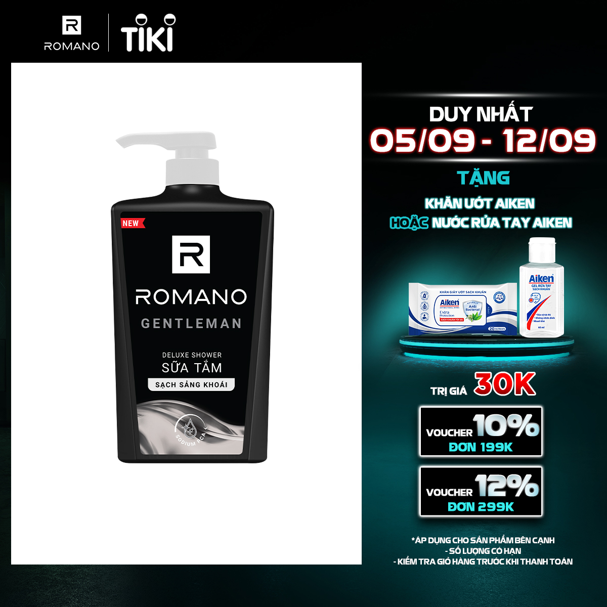 Sữa tắm cao cấp Romano Gentleman lịch lãm nam tính sạch sảng khoái 650gr