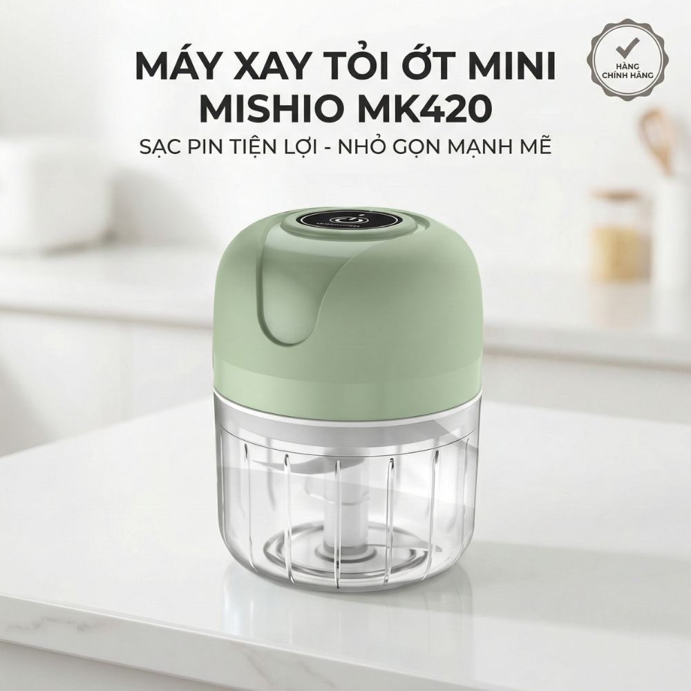 Máy Xay Tỏi Ớt Mini Chạy Pin Mishio MK420 - hàng chính hãng