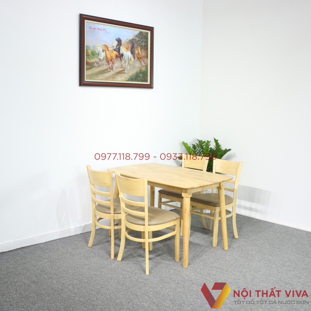 Bộ Bàn Ăn Cabin 4 Ghế Gỗ Cao Su Tự Nhiên Đẹp Giá Rẻ