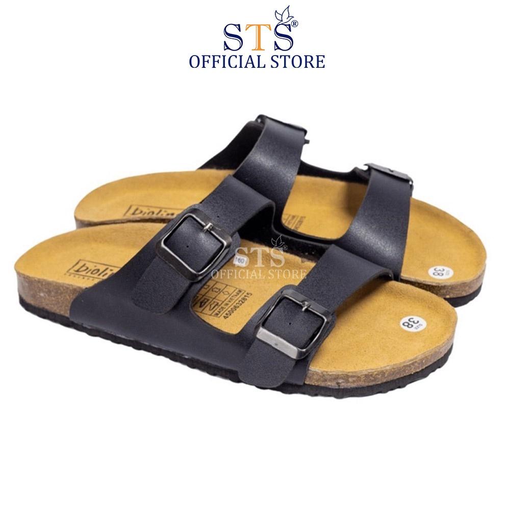 Dép sandal quai ngang nam nữ Birken đế trấu Da PU cao cấp xuất khẩu STPU01 nhiều màu