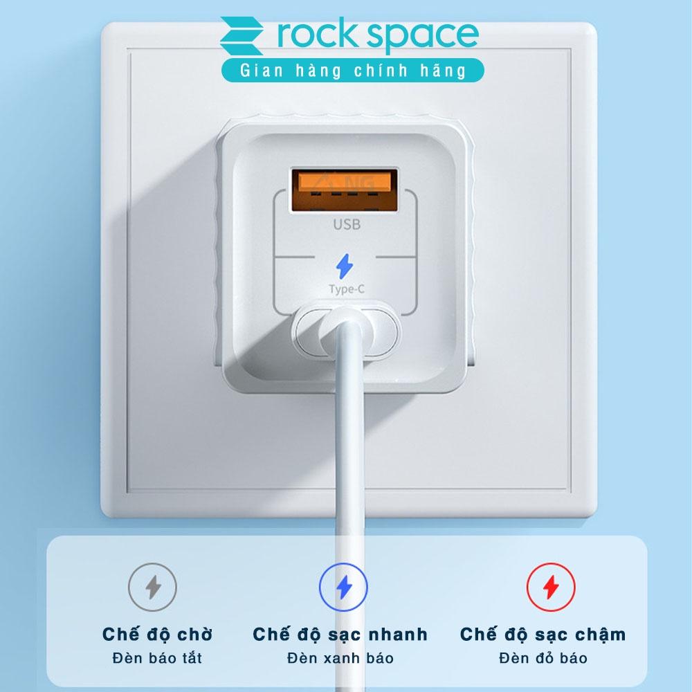 Củ Sạc Nhanh Rockspace T66 mini dành cho Iphone , 2 cổng USB - TypeC chuẩn PD 22.5W - Hàng chính hãng