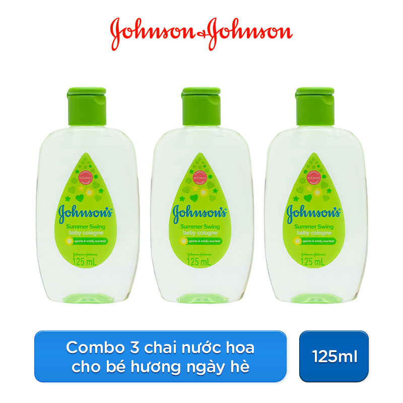 Combo 3 Chai Nước Hoa Cho Bé Johnson's Baby Cologne Hương Ngày Hè Summer Swing Baby Cologne 125ml