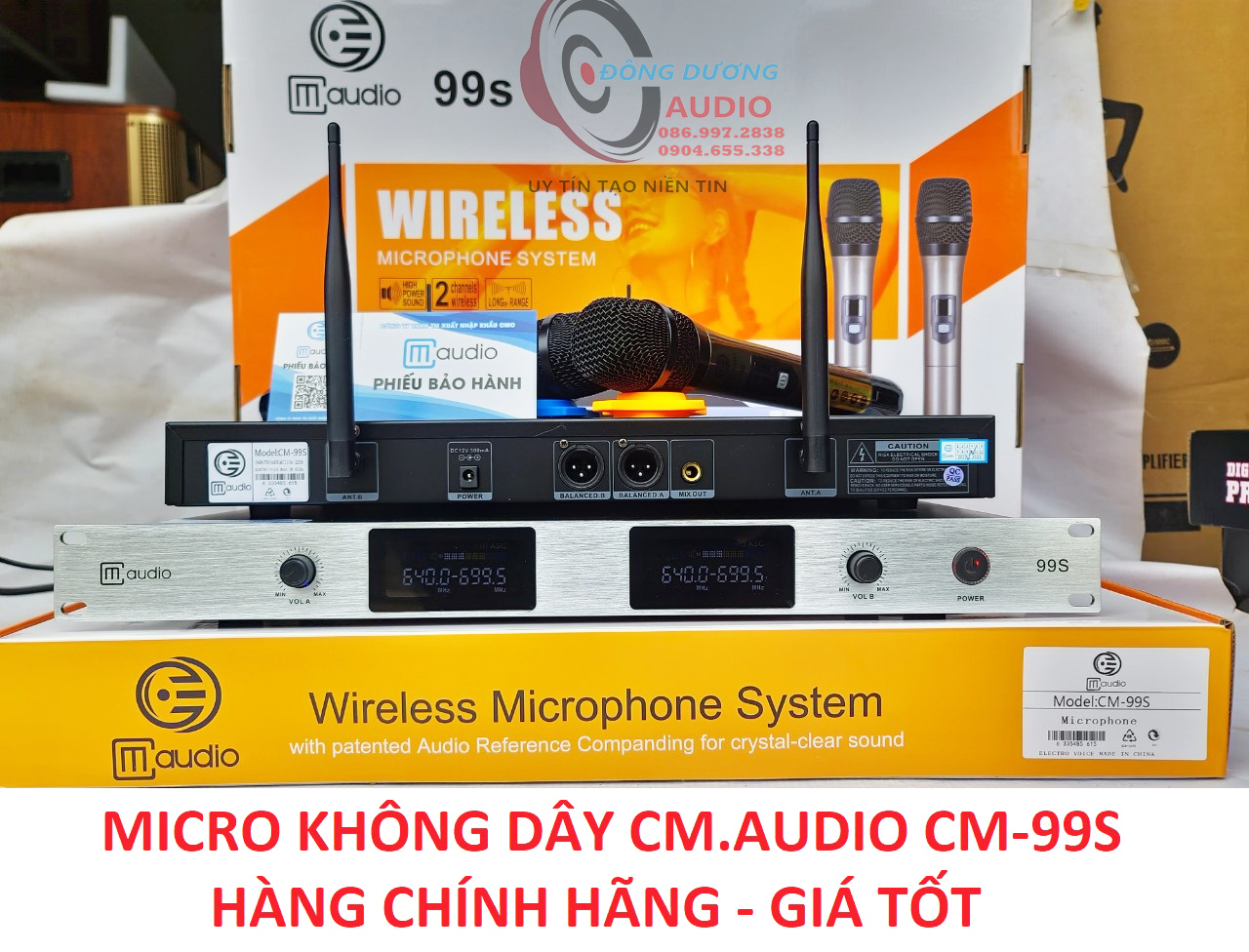 BỘ MICRO KHÔNG DÂY KARAOKE GIA ĐÌNH GIÁ TỐT CM 99S - MÍC KHÔNG DÂY - HÀNG CHÍNH HÃNG