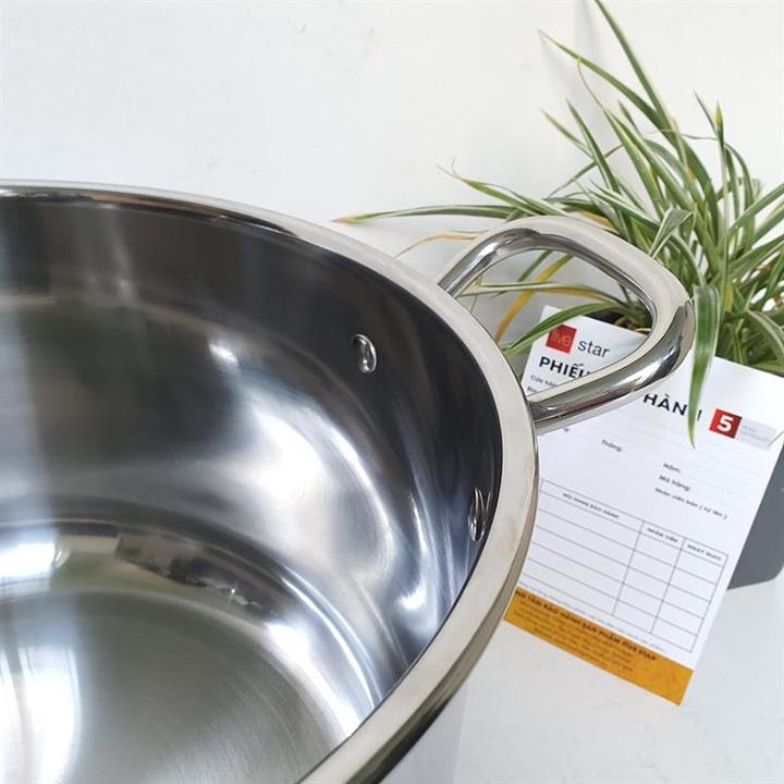 Nồi luộc gà FiveStar vung inox 3 đáy - bếp từ