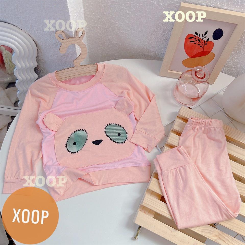 Bộ dài tay chất thun lạnh- Bộ dài tay xoop in họa tiết 2 mắt 2 tai cho bé BD12