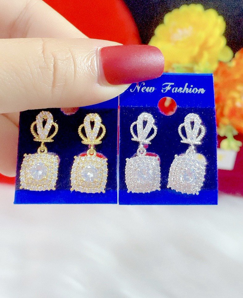 Bông tai vương miện mạ 18k cao cấp P527