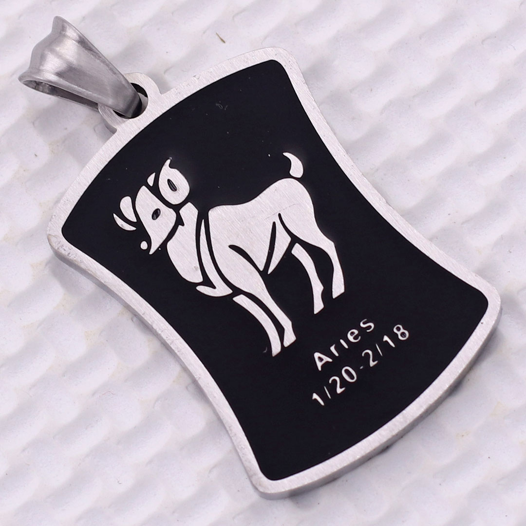 Mặt dây chuyền cung Bảo Bình - Aquarius inox trắng kèm móc inox trắng, Cung hoàng đạo