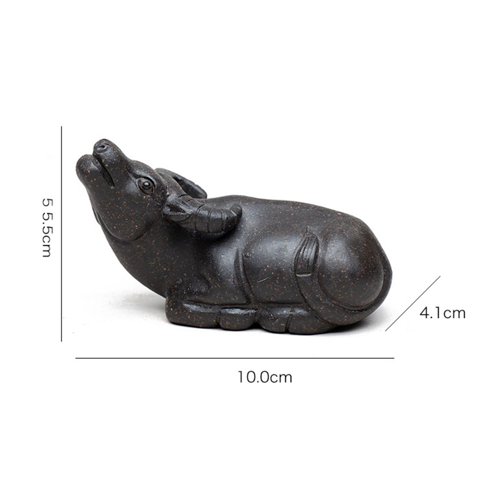 Tea Pet Ornament Miniature Sculpture Tea Lovers Gift Craft Cow Statue Animal Tea Figurine for Desktop Tea Decoration Tea Accessories Garden