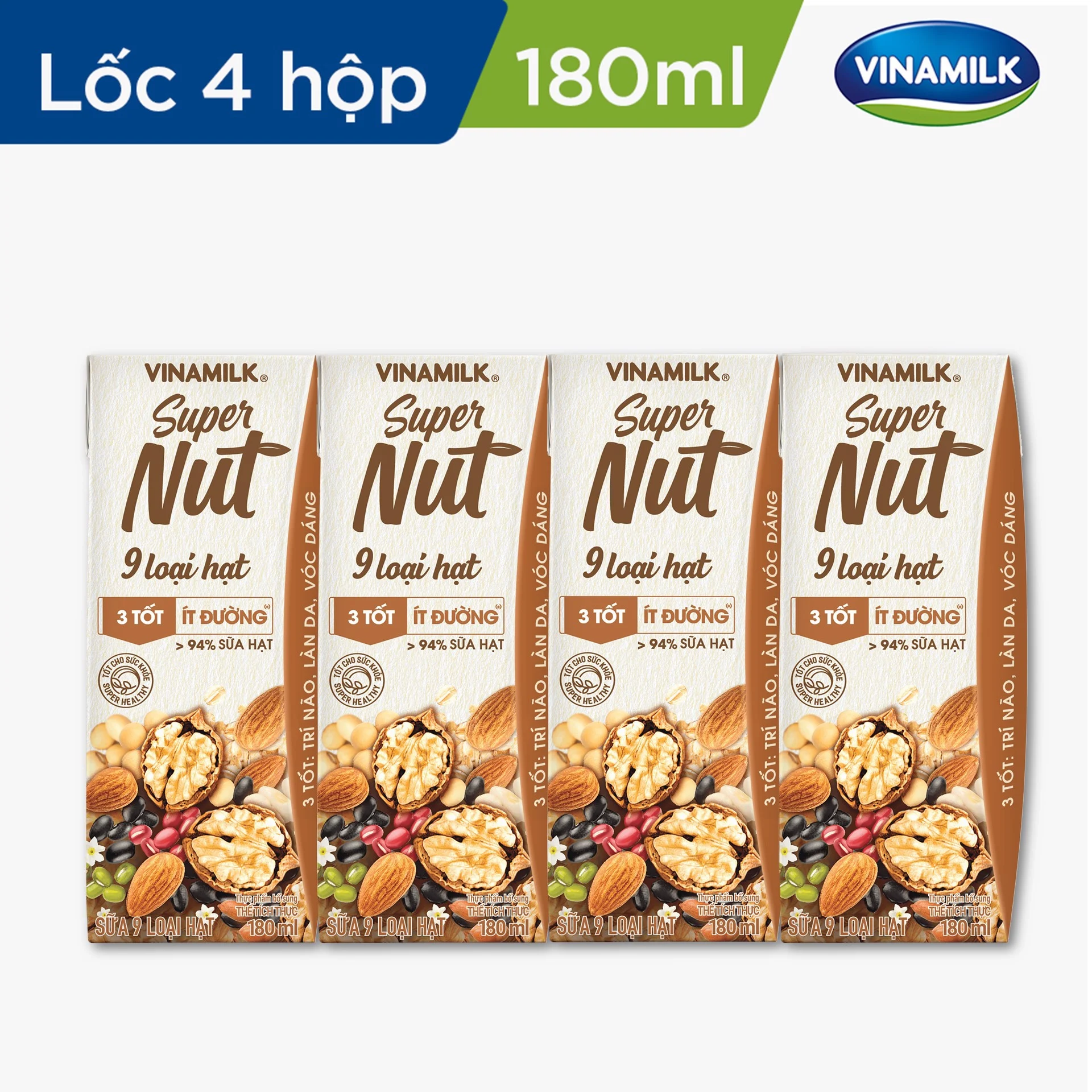 Sữa 9 loại hạt Vinamilk Super Nut - Thùng 24 hộp 180ml