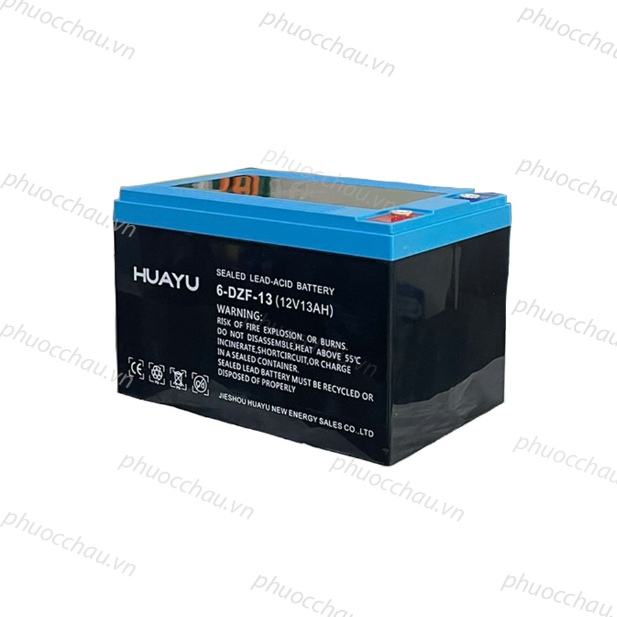 Ắc Quy HUAYU 6-DZF-13 12V-13AH, acquy dùng cho Xe Điện, Năng Lượng Mặt Trời