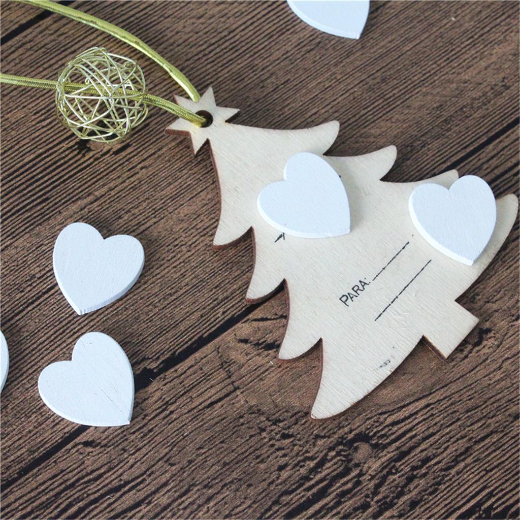 3-7pack 100 Pieces White Wooden Love Heart Shapes Craft Wood Embellishments