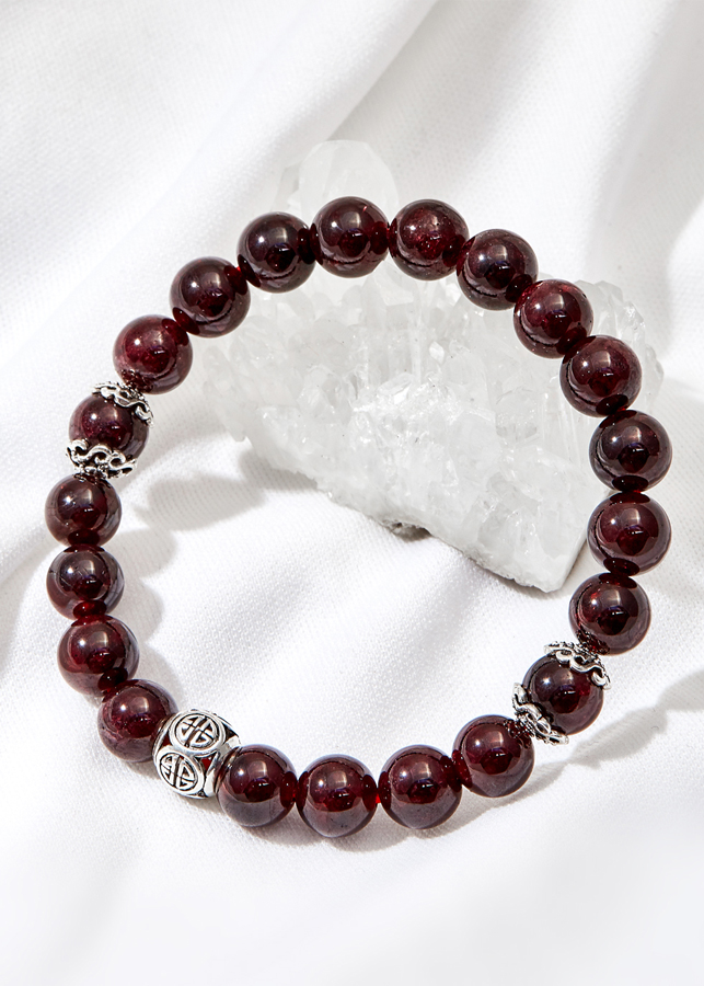 Vòng tay ngọc hồng lựu phối hình trụ Ngọc Quý Gemstones