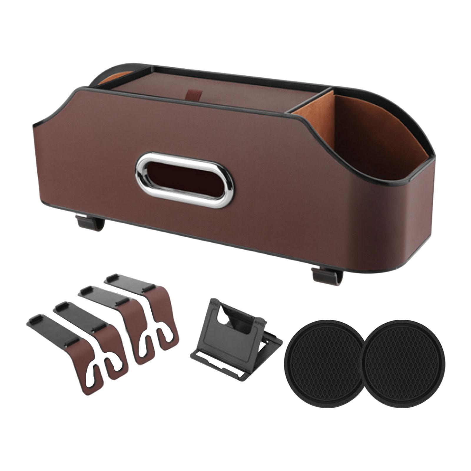 Car Headrest Seat Hanging Organizer with 2 Coasters Cup Holder Napkin Holder Durable 34.8x12x9.3cm Tear Resistant Waterproof Multifunctional