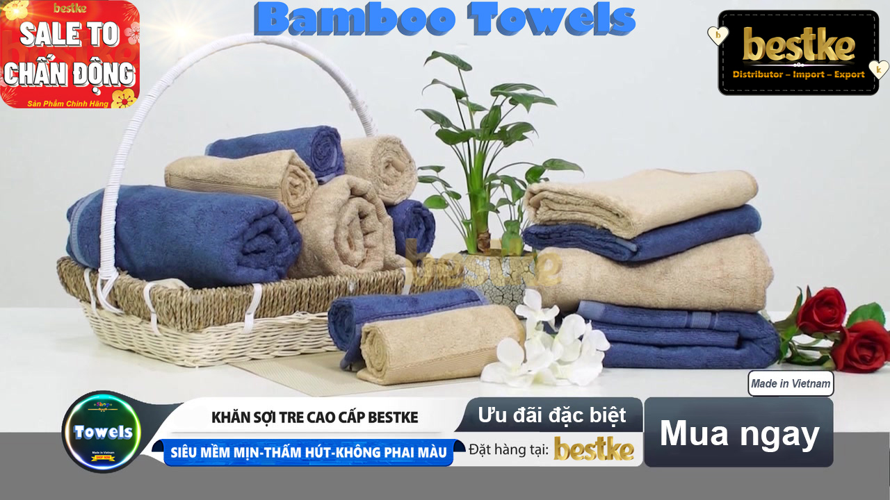 BỘ 3 Khăn Tắm, Khăn Gội, Khăn Mặt Bamboo Bestke Cao cấp Xuất khẩu Hàn Quốc màu Cafe Sữa, Bamboo Towel