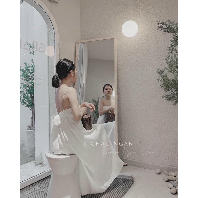 Đầm 2 dây dập ly cột nơ lưng