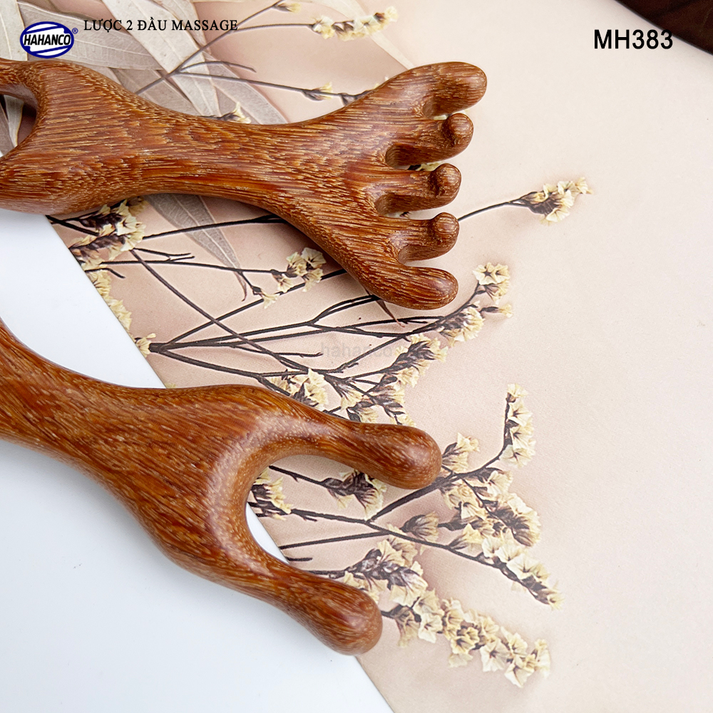 Lược Châm Cứu Hươu Bằng Gỗ Gõ Đỏ HAHANCO Giúp Lưu Thông Máu Mát Xa Toàn Thân - MH383